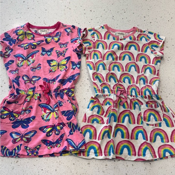 Hatley girls Pink and White Dresses with Butterfly and Rainbow Designs - Picture 1 of 6
